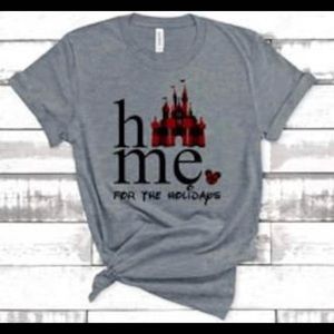 I’ll be Home for the holidays Disney castle Christmas shirt Buffalo plaid soft